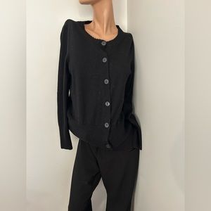 Banana Republic Black Italian Merino Crew Neck Cardigan